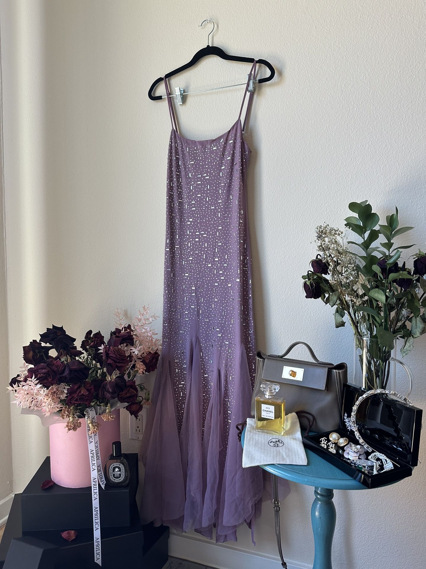 Elegant Purple Mermaid Off-shoulder Strap Sequin Chiffon Long Prom Dress Evening Dress