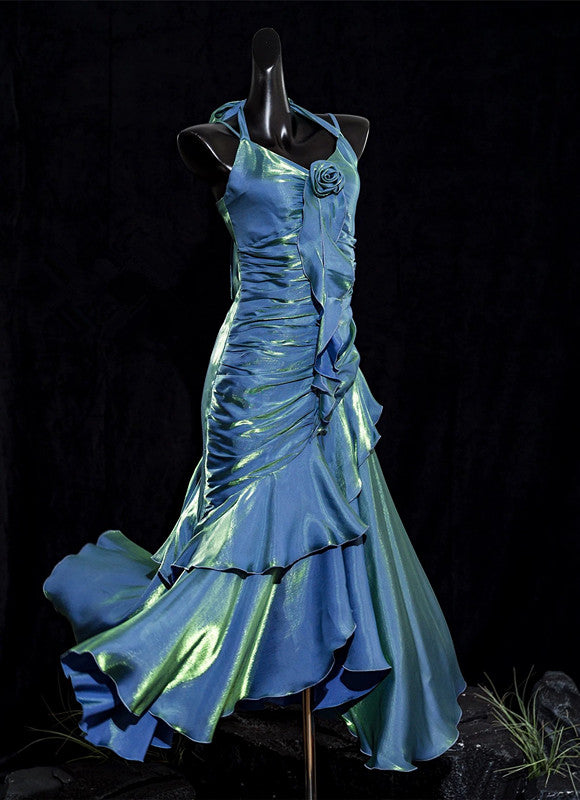 2025 Vintage Mermaid Spaghetti Straps Ice Blue Long Length Prom Dresses Birthday Outfits