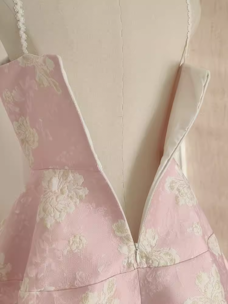 Cute A line Spaghetti Straps Pink Satin Holiday Dresses Short Birthday Dress