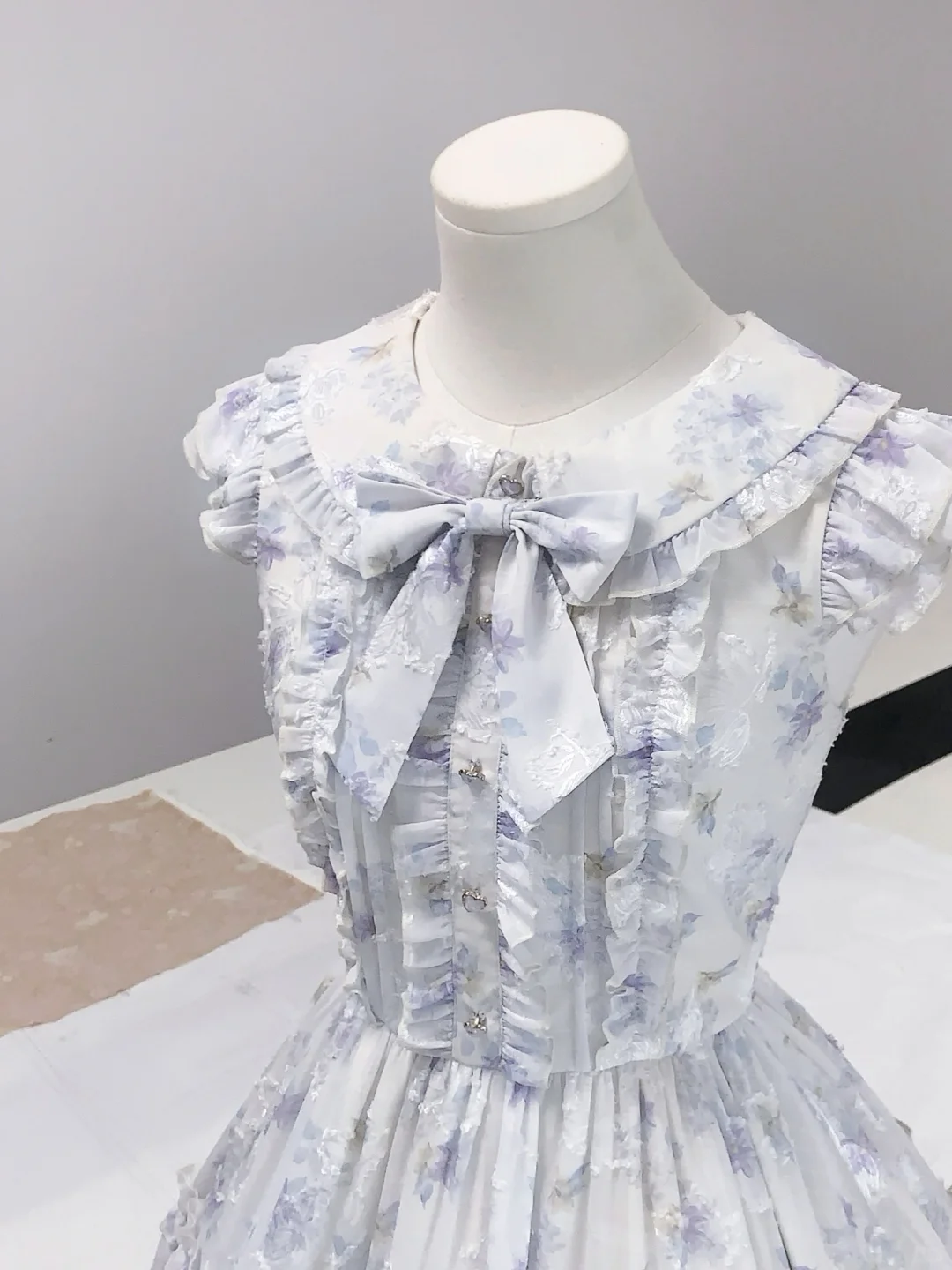 Cute Blue Chiffon Print Floral A Line Short Birthday Outfits Formal 7th Grade Homecoming Dress