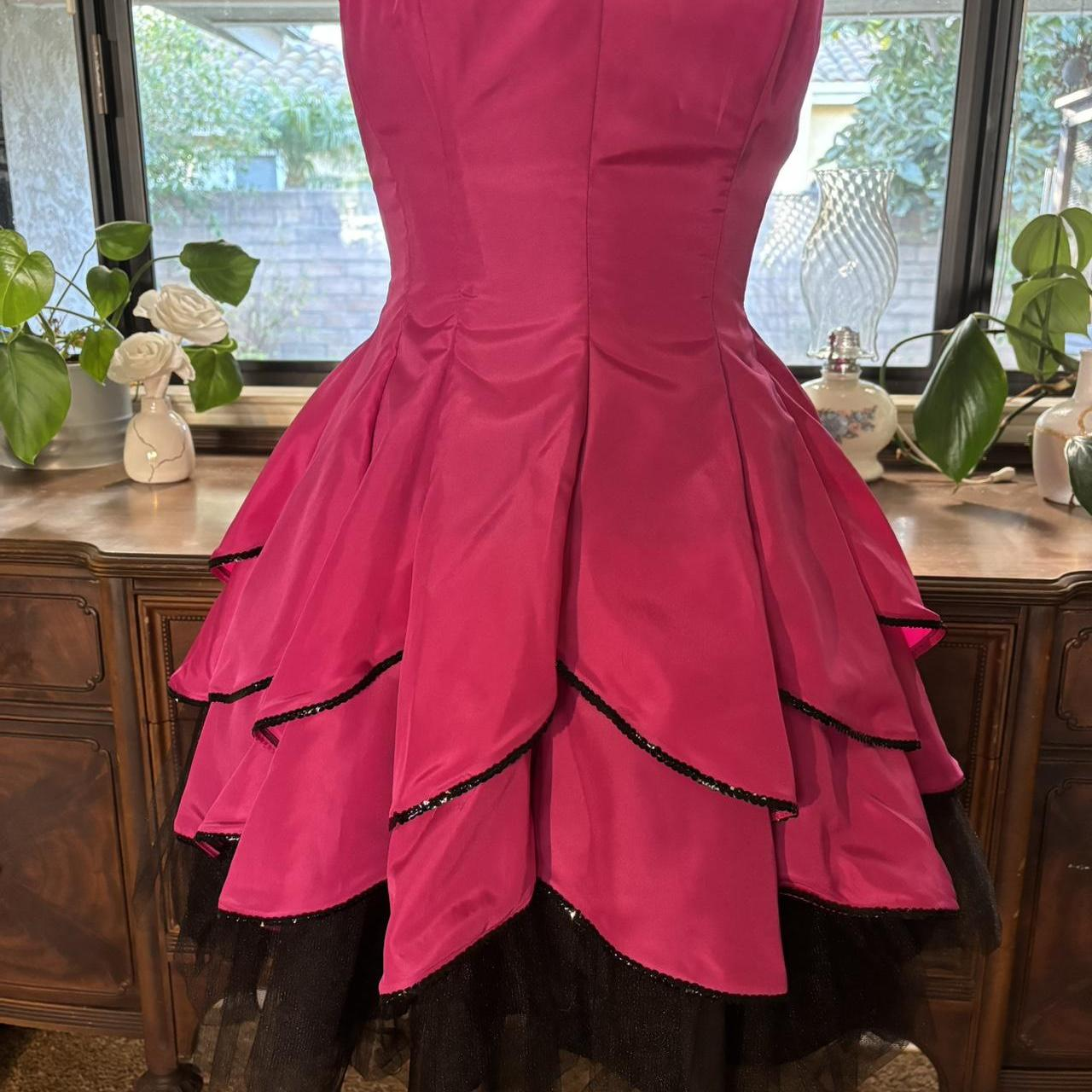 Cute Hot Pink Strapless Satin Layered A Line Short Party Dress Formal Homecoming Dress Birthday Outfits