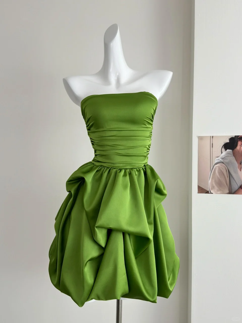 Chic Green Strapless A Line Mini Prom Dress Homecoming Dress