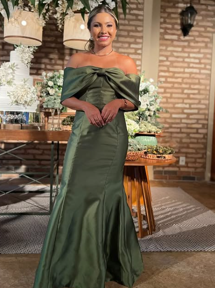 Unique Off The Shoulder Green Bow Evening Dress,Mermaid Prom Party Dress