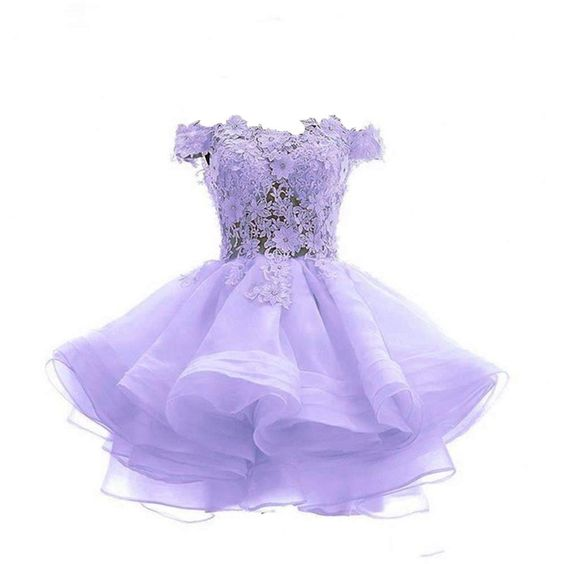 White sweetheart lace applique short cute white homecoming dress Off Shoulder Organza Short Lace Applique Teen Formal Dress