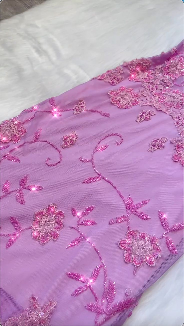 Sparkly Tulle Lace Beaded Prom Dress Pink Party Evening Gown