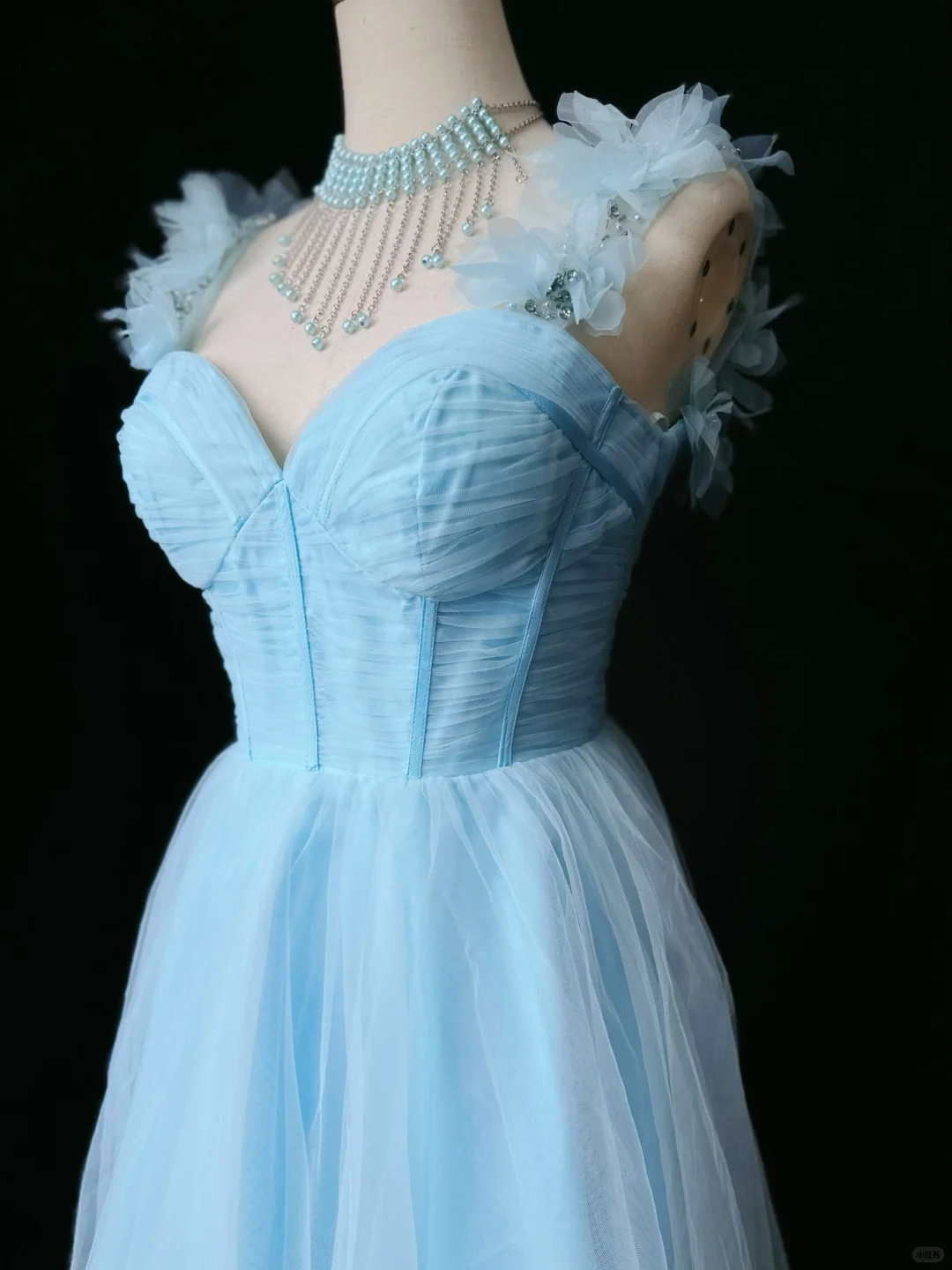 Elegant Blue A Line Tulle Beaded Homecoming Dress Mini Birthday Outfits