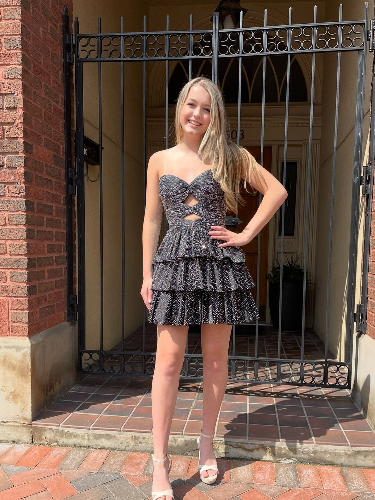 Sparkly A Line Sweetheart Orange Short Homecoming Dress with Beading Keyhole