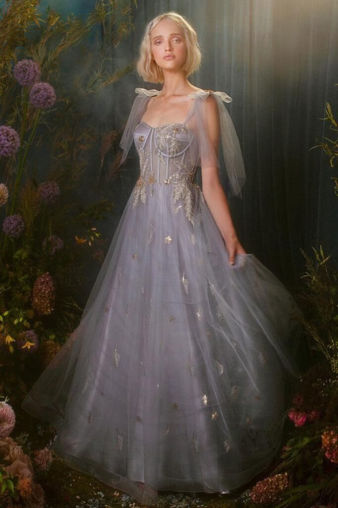 Fairy Blue Tulle Sequins Appliques A Line Prom Dress Evening Dress,Formal Party Gown