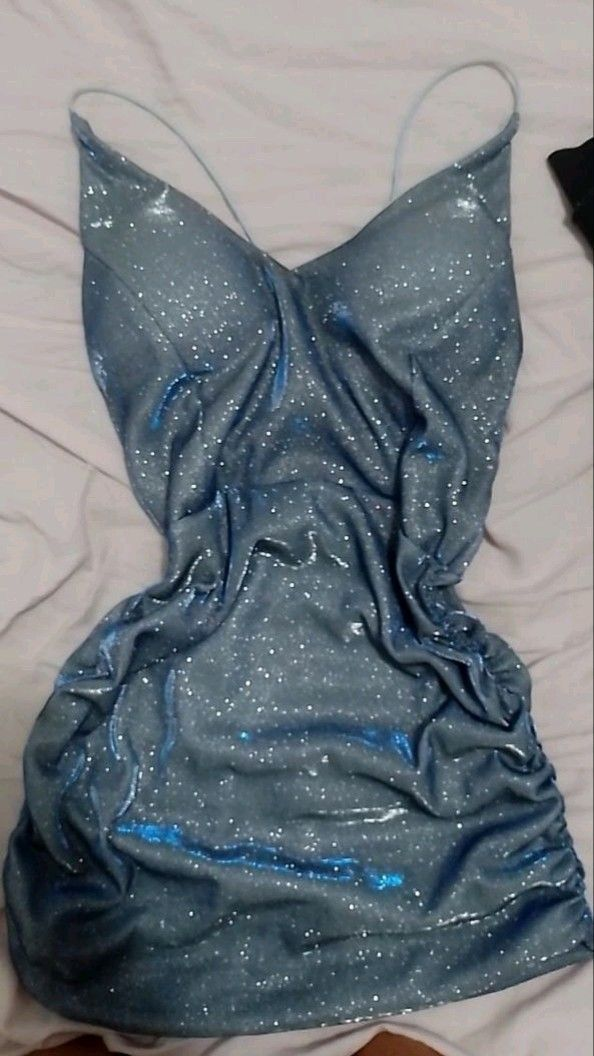 Sparkly Spaghetti Straps Blue Sheath Sequin Cocktail Dress Homecoming Dress