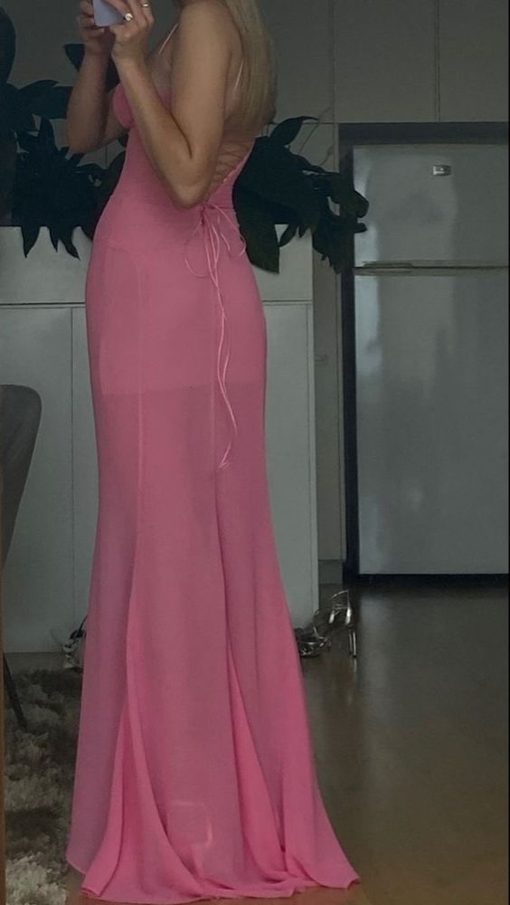 Elegant Pink Strapless Sheath/Column Evening Dress,Pink Gala Dress