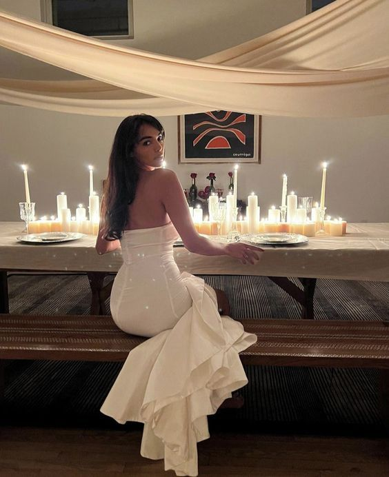 Sexy Strapless White Prom Dress Mermaid Evening Dress Birthday Outfits