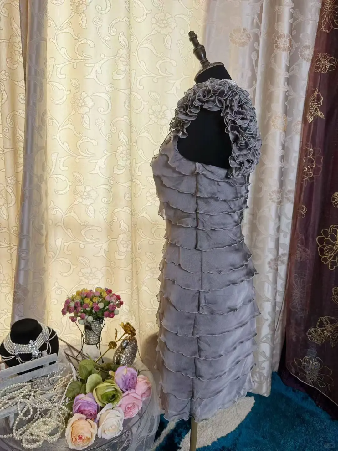 Vintage One Shoulder Gray Chiffon Sheath Cocktail Dress Formal Graduation Homecoming Dress