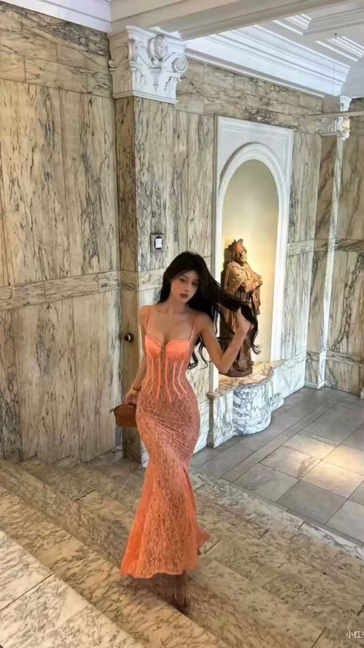 Pretty Spaghetti Straps Lace Mermaid Evening Dress Long Party Prom Dress