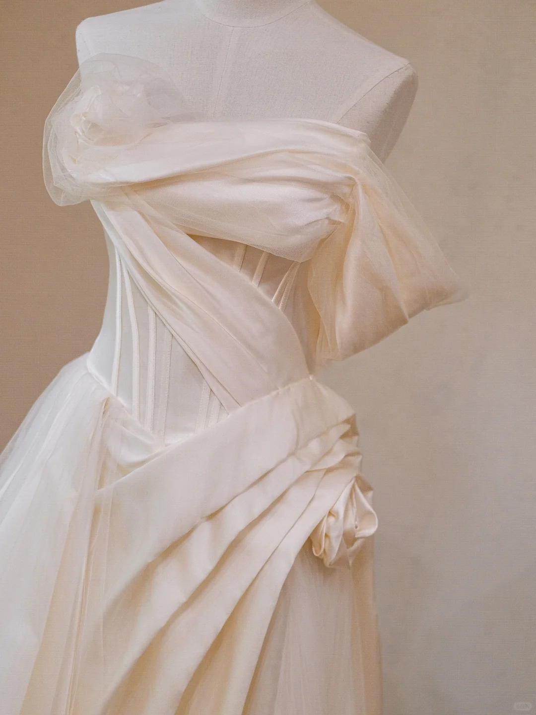 Elegant Off The Shoulder Satin Tulle Pleated White Long Wedding Dress