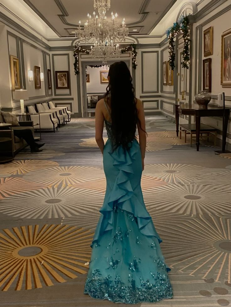 Peacock Blue Party Dress Mermaid Prom Dress Evening Dress Graduation Dress