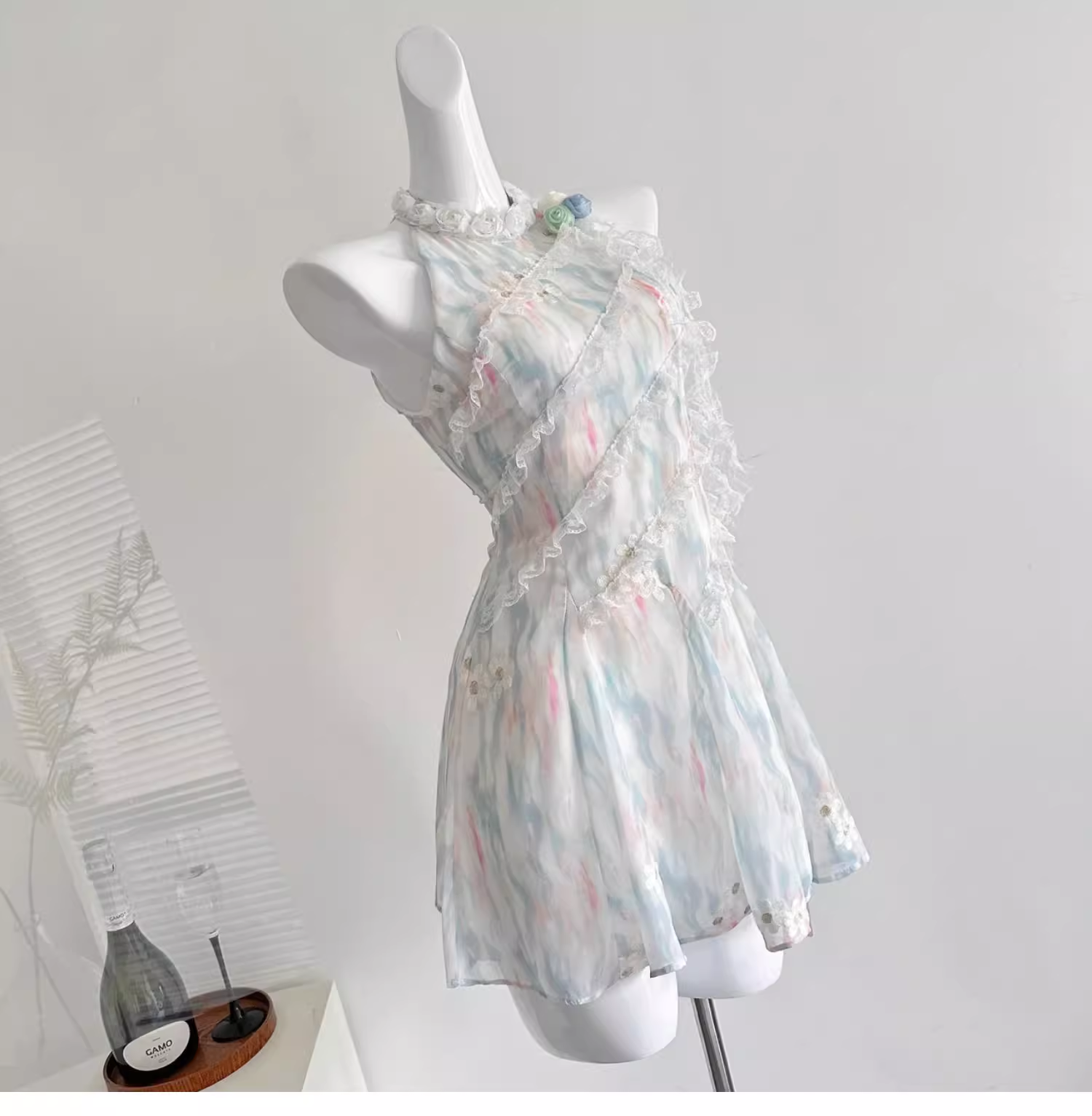 Jasmine Green Summer Sweet Slim Waist Design Short Dress