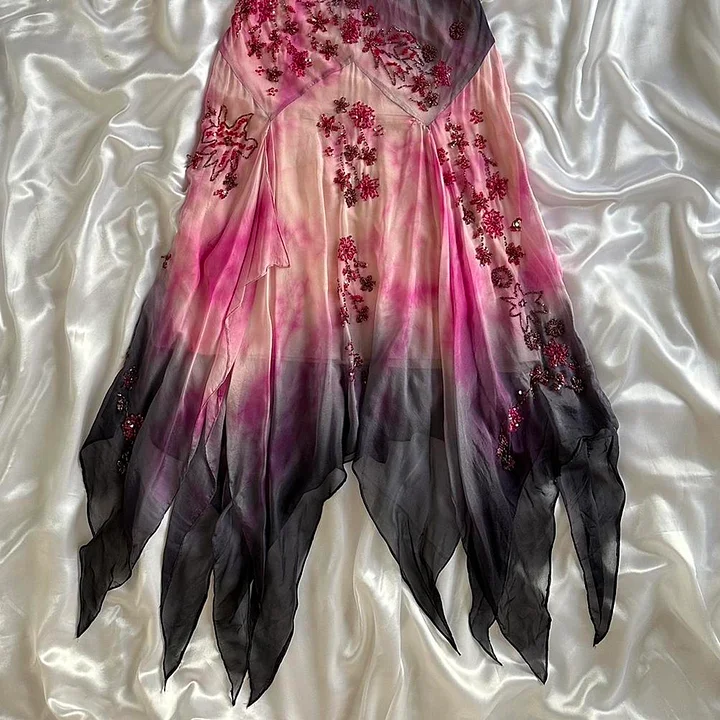 Luxury Chiffon Beaded Mermaid Evening Dress,Spaghetti Straps Party Prom Dress