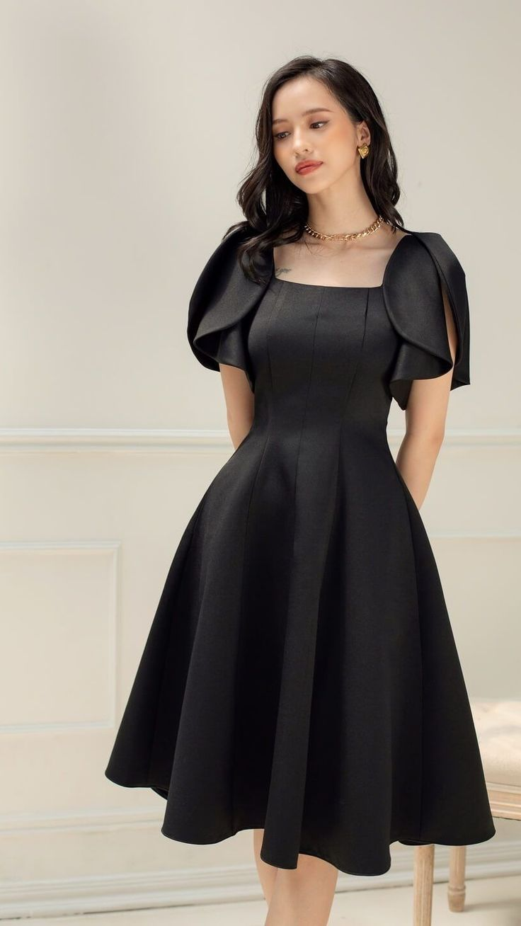 Chic Black A-line Party Dress,Black Cocktail Dress