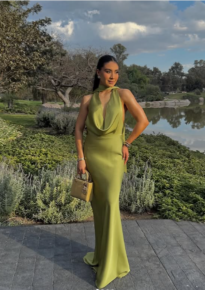 Green Halter Long Mermaid Evening Dress,Formal Party Prom Dress