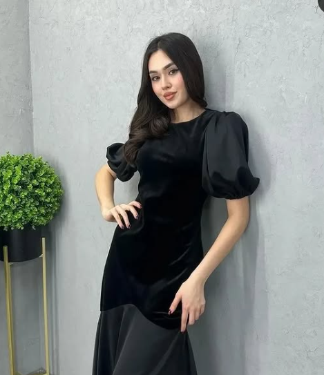 Elegant Black Modest Prom Dress