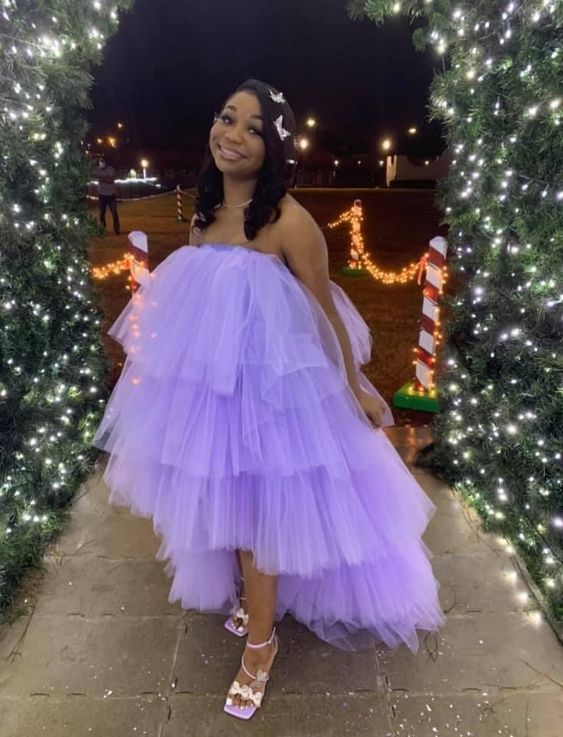 Purple A-line Tulle Party Dress,21th Birthday Dress