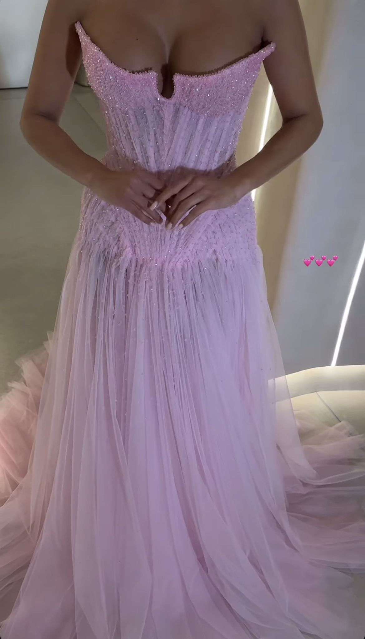 Gorgeous Strapless Pink Tulle Beaded Mermaid Long Evening Dress Birthday Party Dress