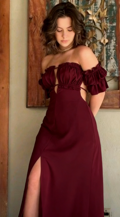 Elegant A line Off The Shoulder Slit Satin Prom Dresses Long Evening Dress