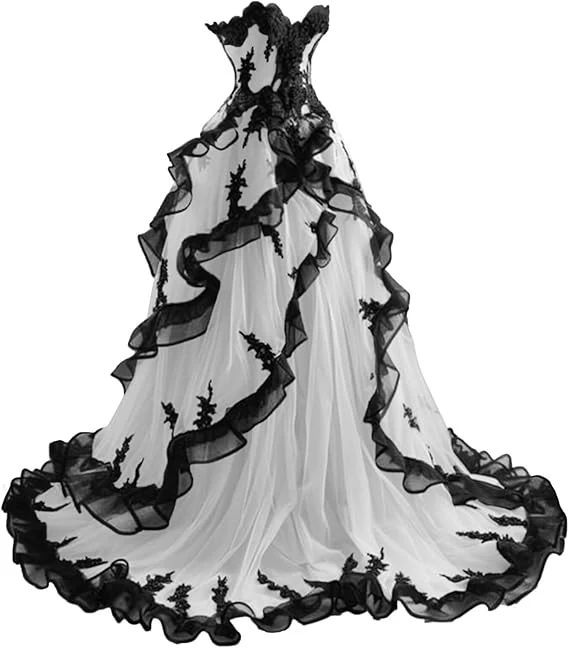 Vintage Ball Gown Sweetheart Tulle Prom Dresses Long Ruffles Evening Dress