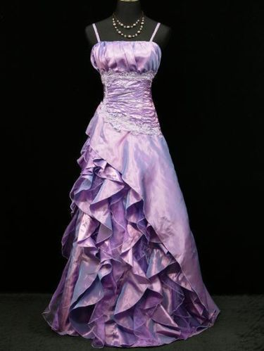 Vintage High Low Spaghetti Straps Grape Taffeta Long Prom Dresses Evening Gowns