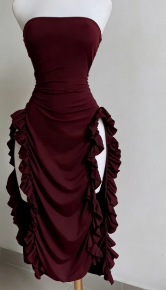 Elegant Sheath Strapless Black Satin Prom Dress Birthday Outfits