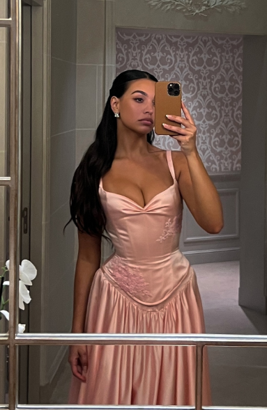 Elegant A Line Straps Pink Satin Long Length Prom Dresses Birthday Outfits