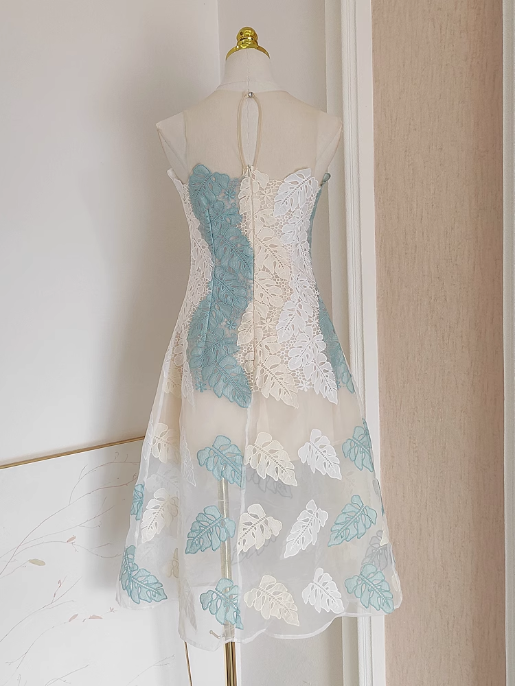 Cute A line Ivory Blue Lace Party Dress Holiday Birthday Outfits For Women