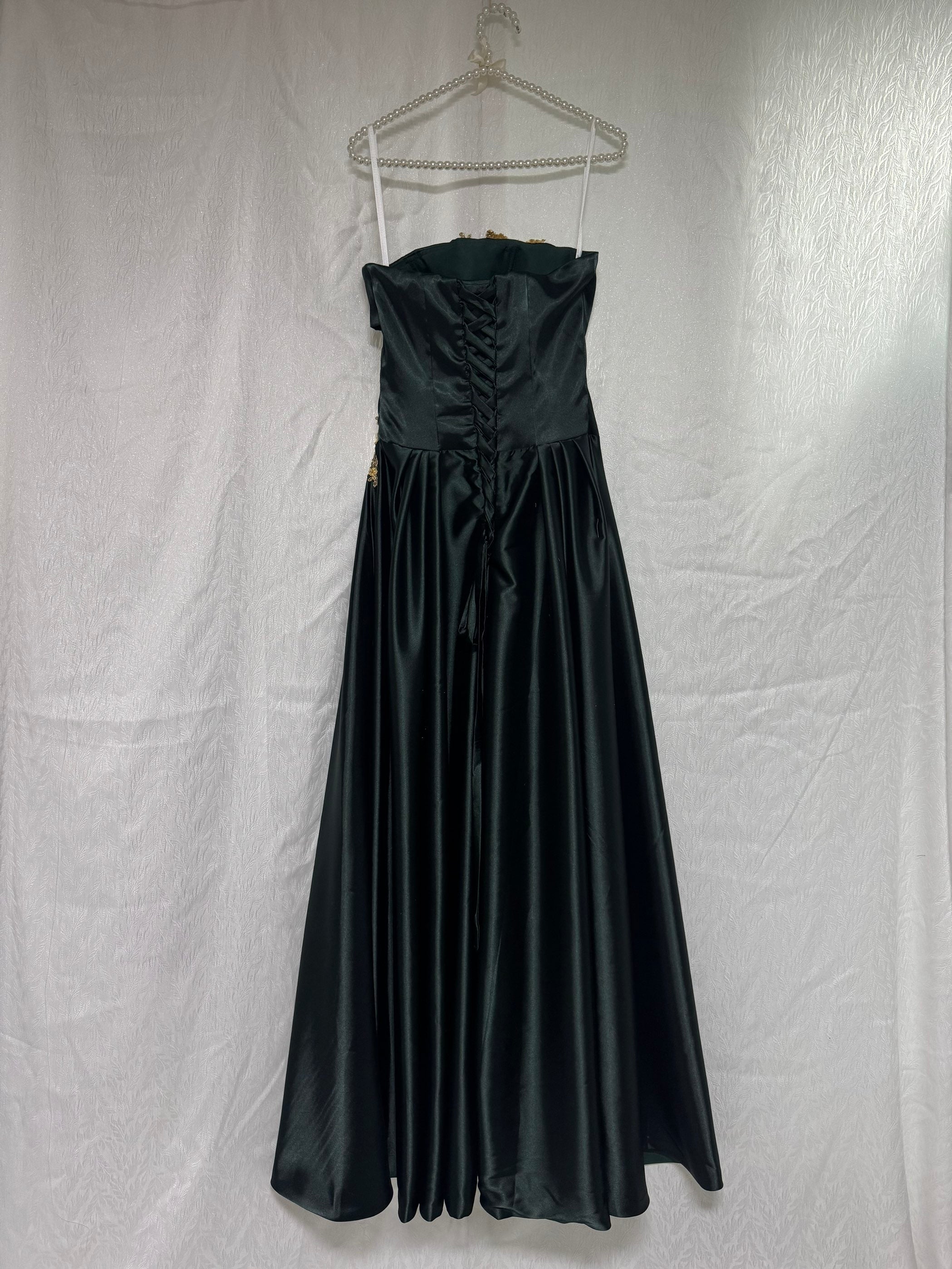 Stunning A Line Satin Prom Party Dress With Beading Modest Graduation Dress