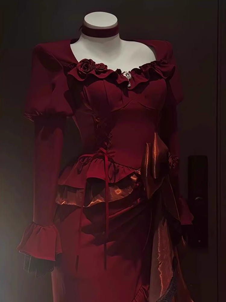 Chic Sheath Sweetheart Long Sleeves Burgundy Birthday Dresses Birthday Outfits