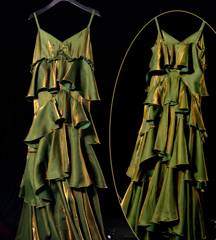 French Retro A line Spaghetti Straps Green Long Prom Dress Birthday Dresses