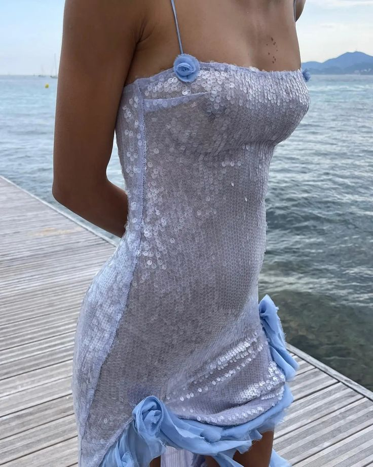 Sexy Slit Ruffles Sequin Party Dress Long Prom Evening Dress