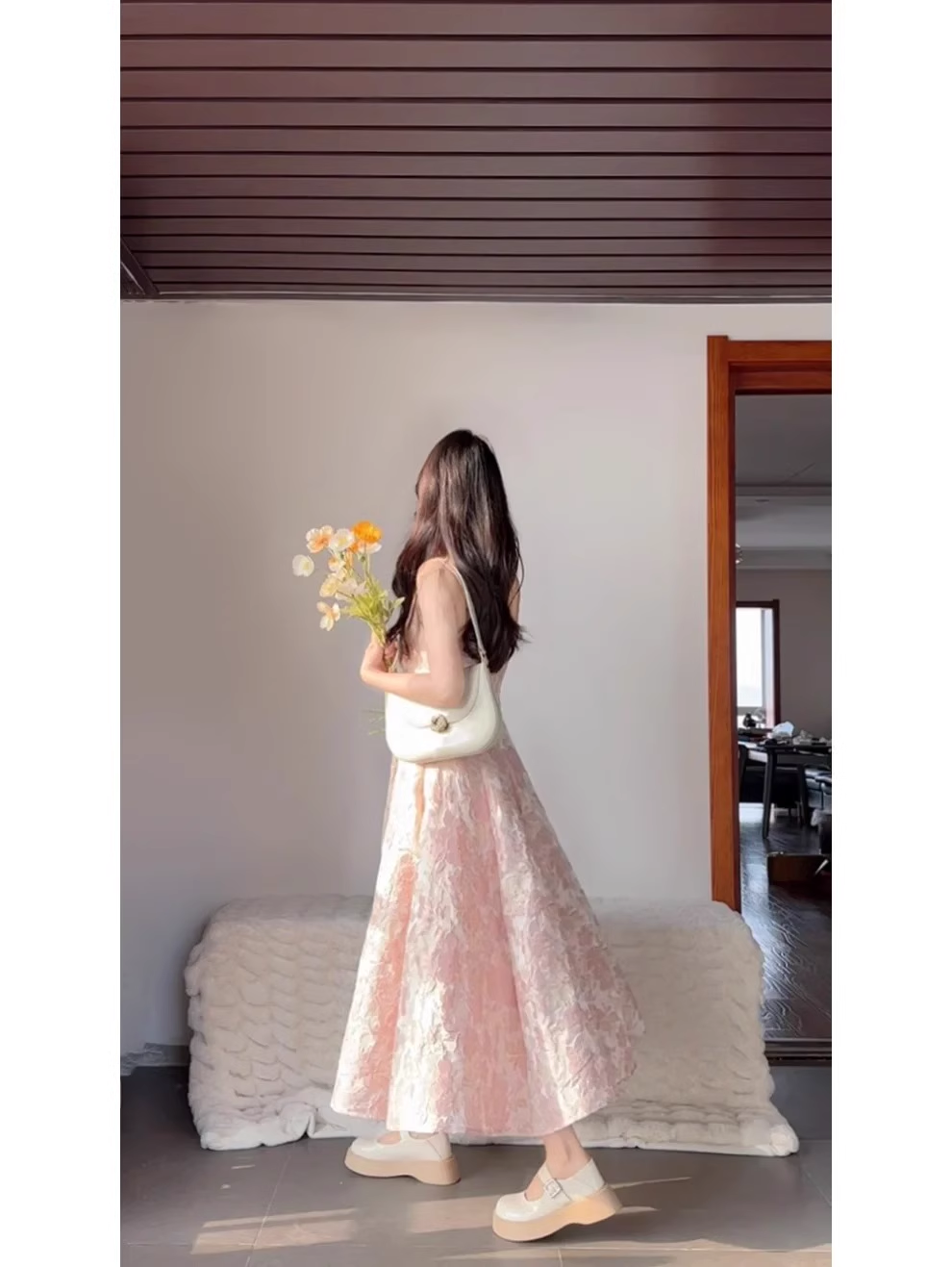 Chic A Line Spaghetti Straps Pink Satin Ankle length Prom Dresses Birthday Outfits