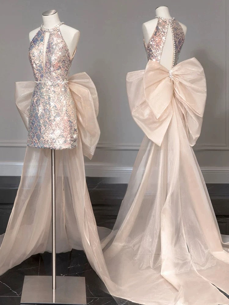 Elegant Mermaid Straps Long Sequin Prom Dress