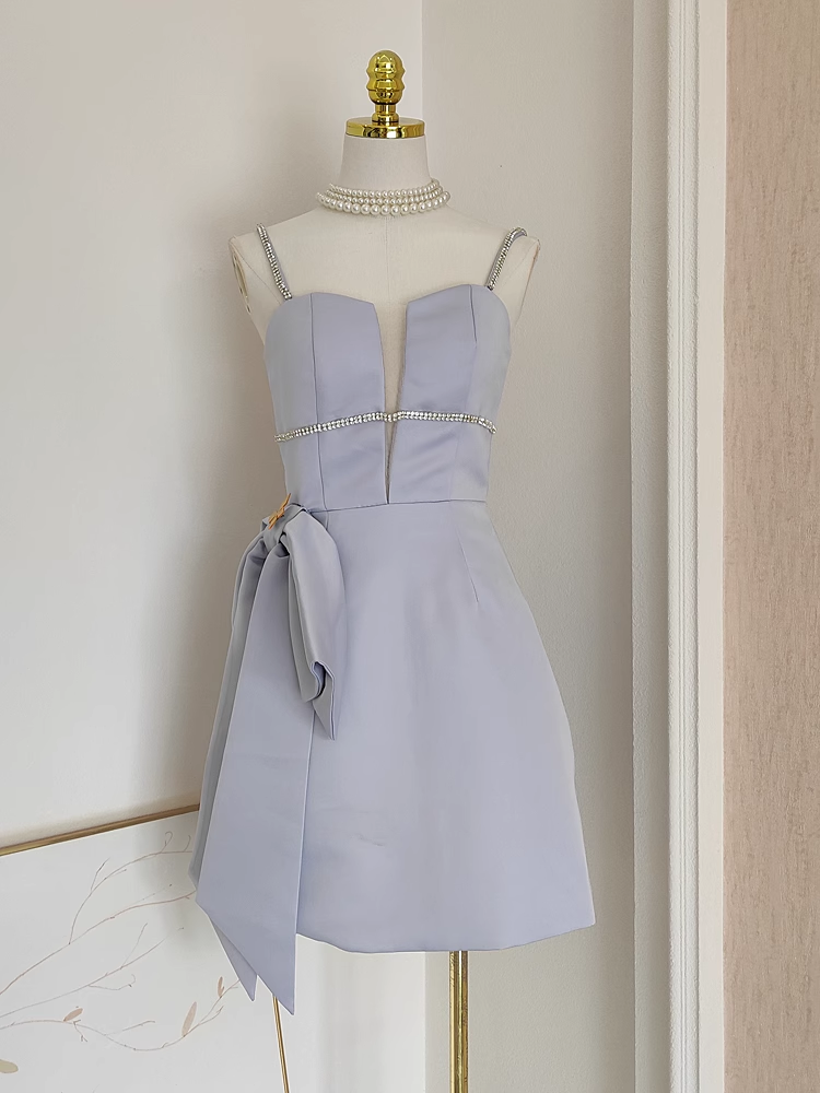 Cute A line Spaghetti Straps Sleeveless Lilac Cocktail Dress Short Birthday Outfits