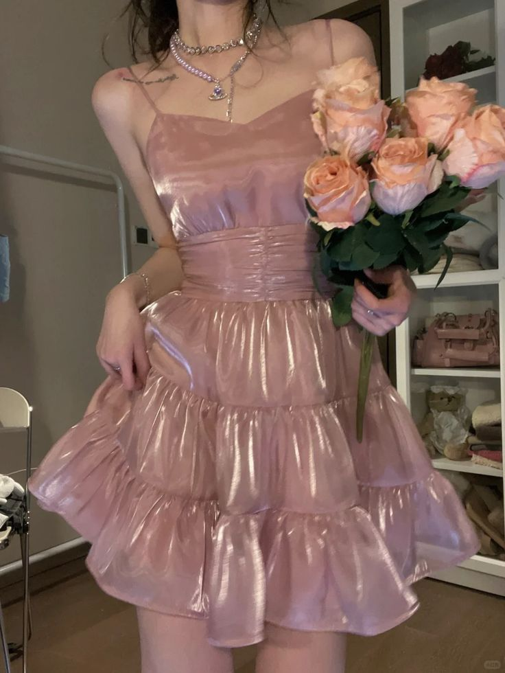 Classy A Line Spaghetti Strap Pink Organza Homecoming Dress Cocktail Dress