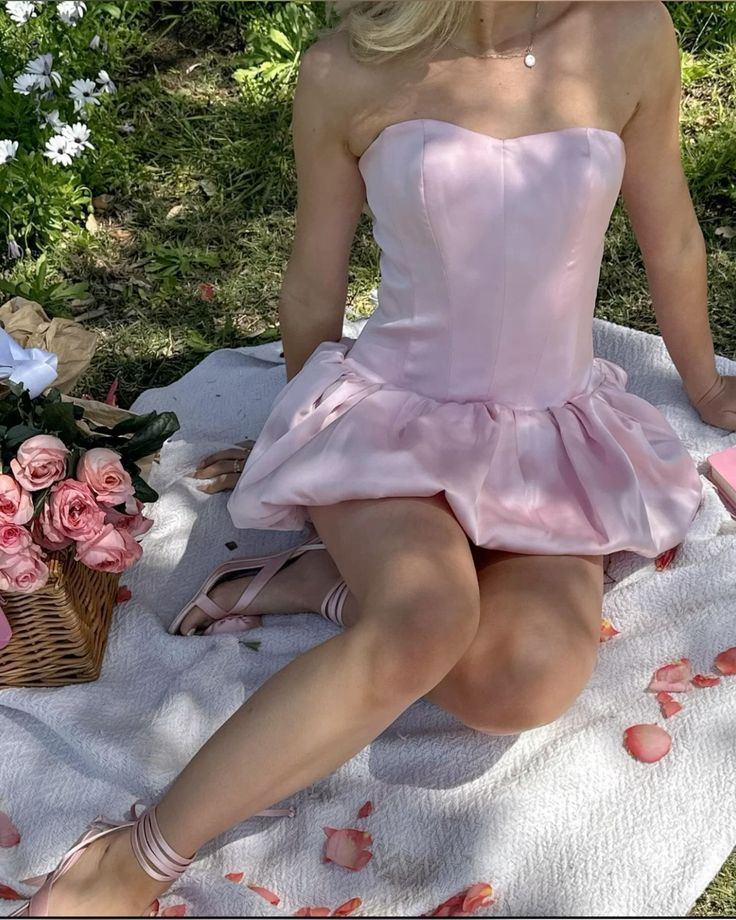 Cute Pink Strapless A Line Short Prom Dress Homecoming Dress