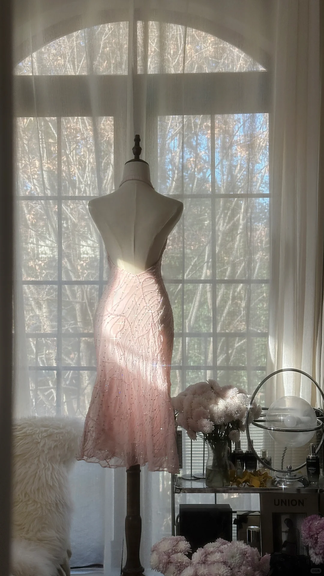 Glitter Pink Halter Sequin Sheath Birthday Outfits Short Mermaid Evening Dress