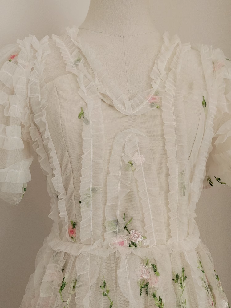Sexy A line V Neckline Lace Tulle Floral Dinner Party Dresses Birthday Outfits