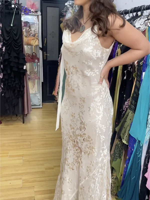 Stunning Straps Satin Print Mermaid Prom Dress,Long Party Evening Dress