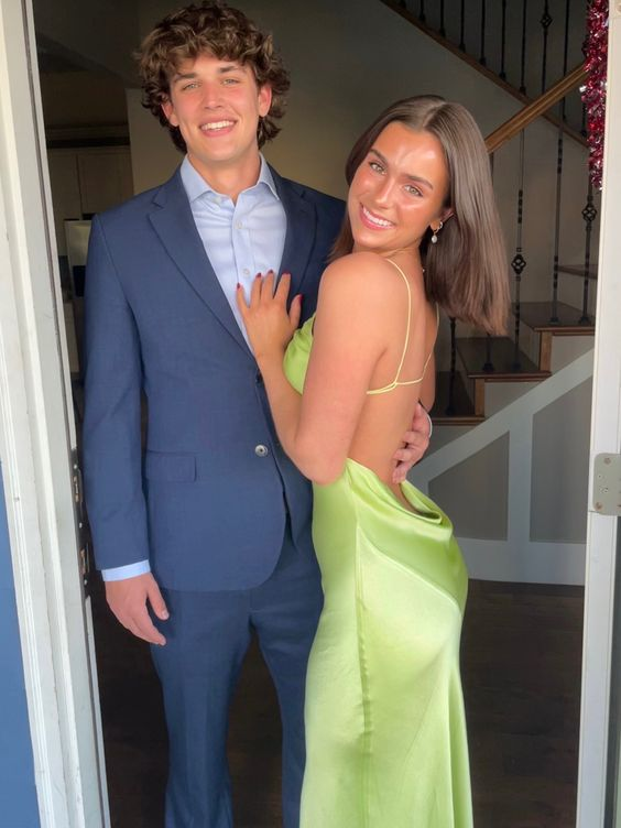Sexy Backless Green Prom Dress,Spring Formal Dress