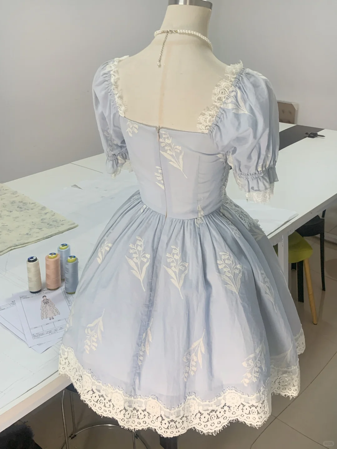 Beautiful Satin Lace Blue A Line Short Party Dress Homecoming Dress