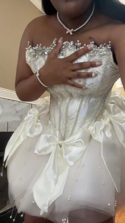 White Strapless A-Line Tulle Birthday Outfits Short Party Dress Classy Graduation Homecoming Dress