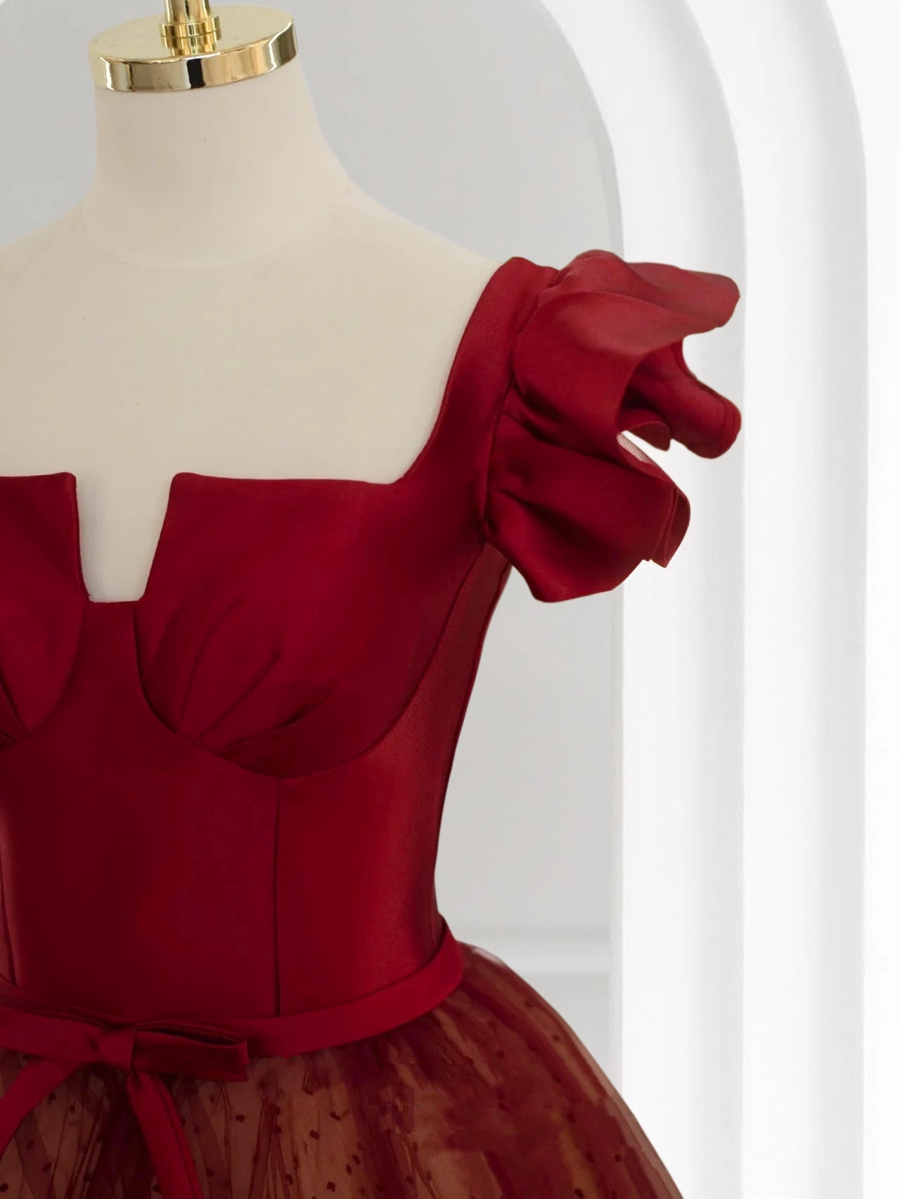 Princess Ball Gown Red Tulle Prom Dress