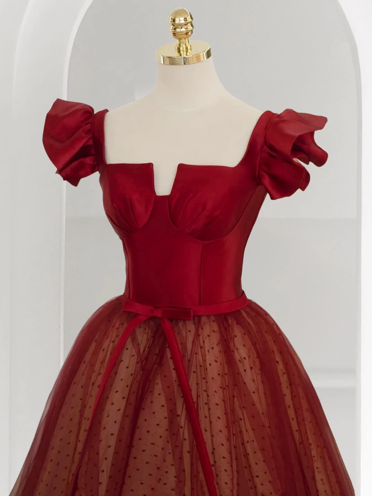 Princess Ball Gown Red Tulle Prom Dress