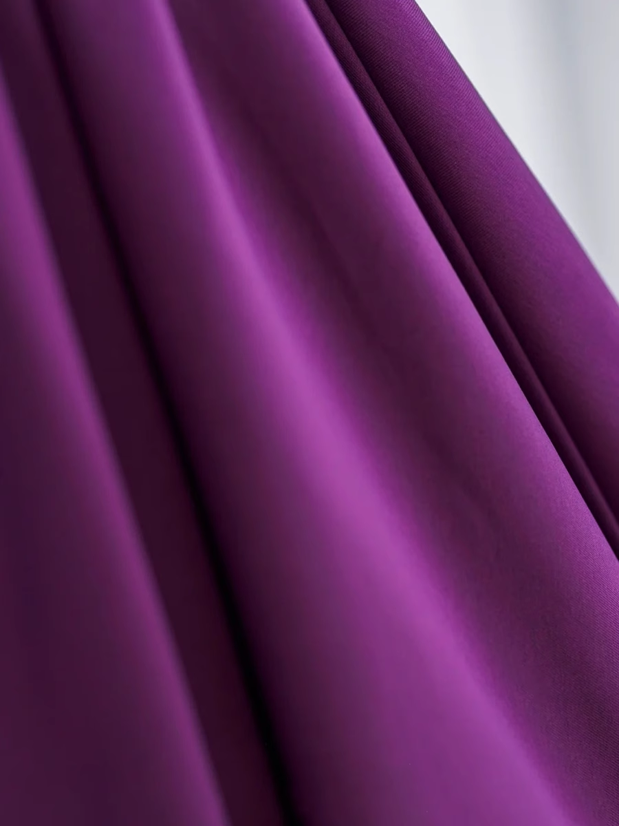 Ball Gown Short Sleeves Grape Satin Long Prom Dresses